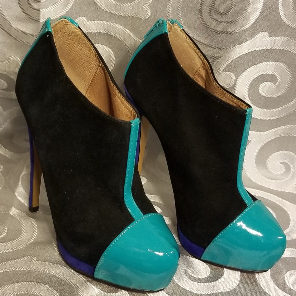 Aldo color block suede stilletos aqua black purple